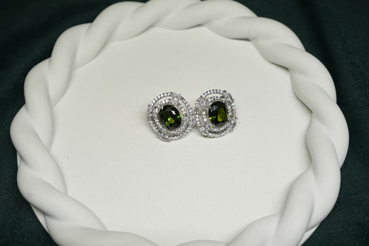 Emerald Orbit Stud Earrings - view 2