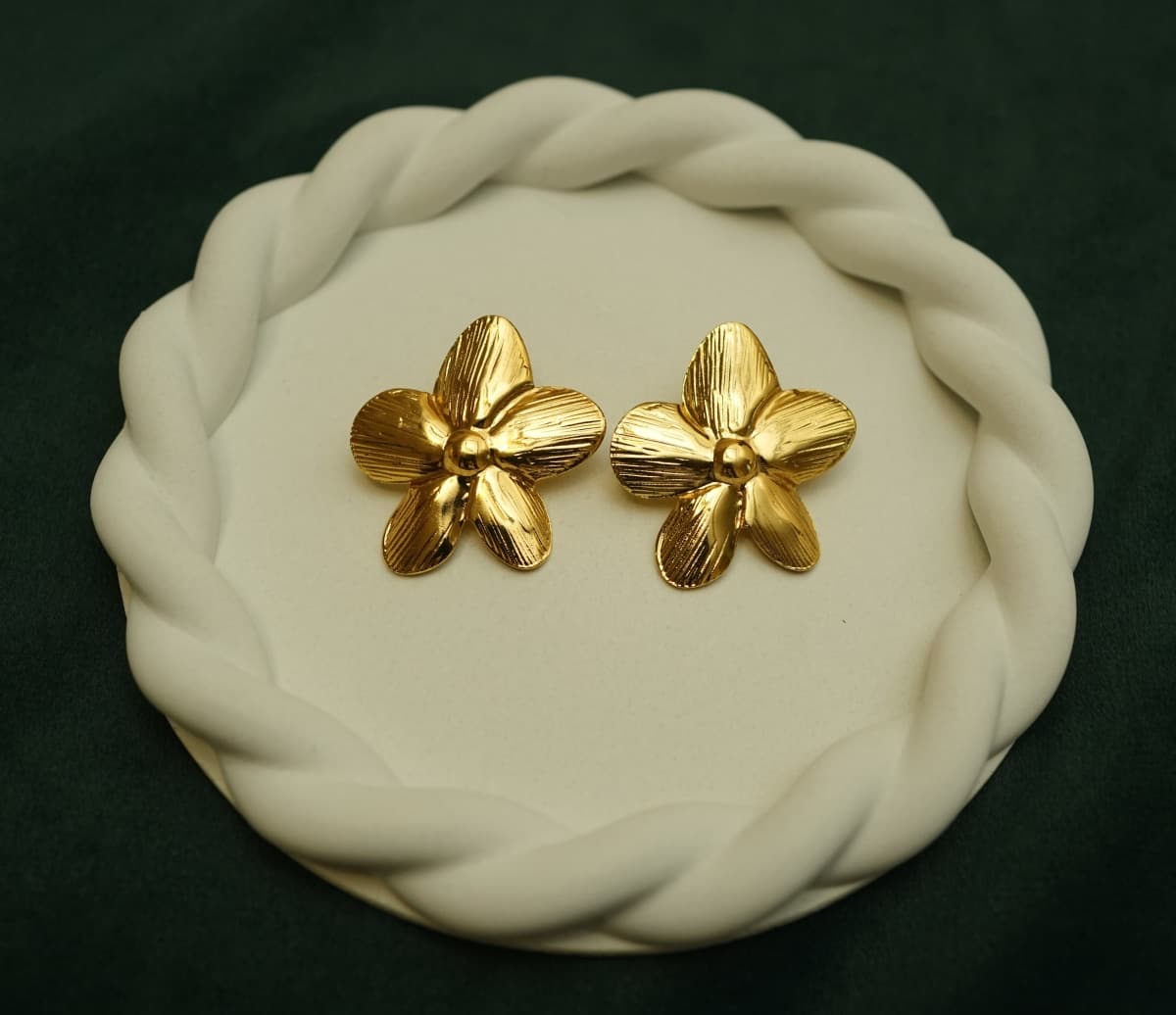 Golden Petal Bloom Earrings - view 1