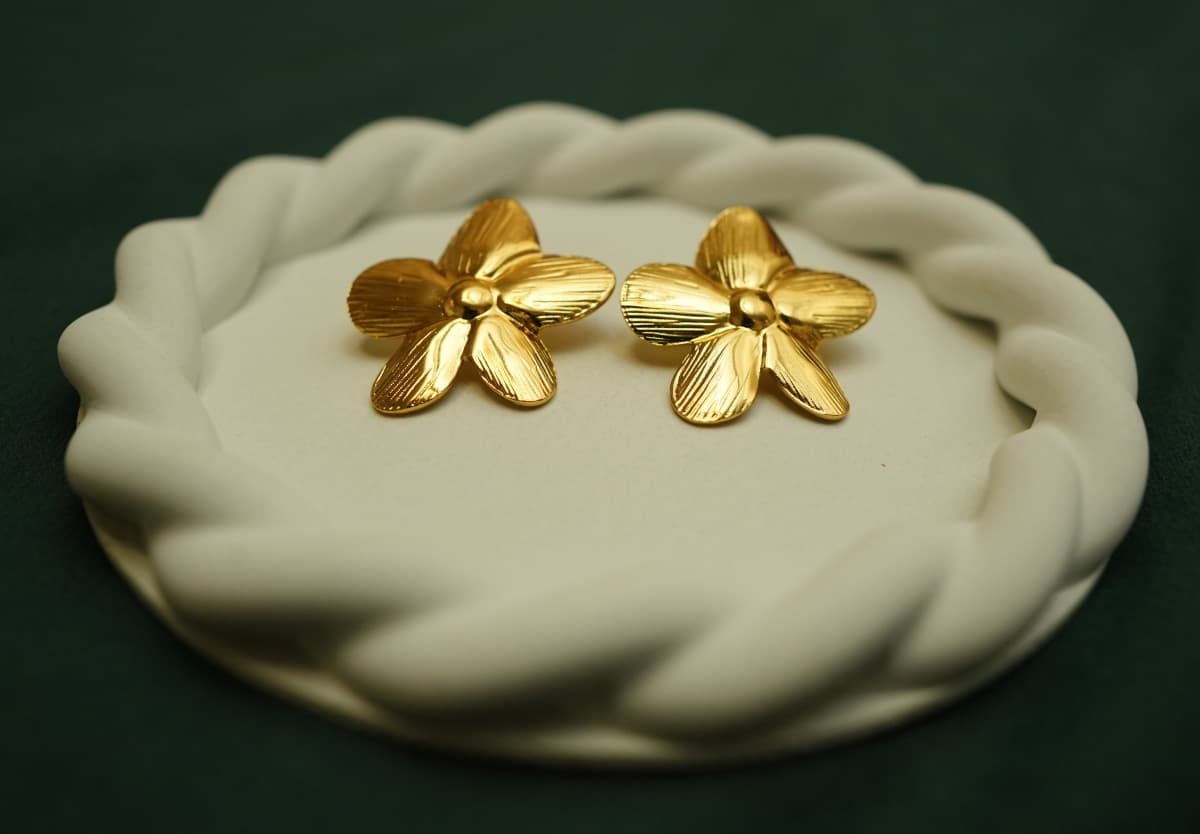 Golden Petal Bloom Earrings - view 2
