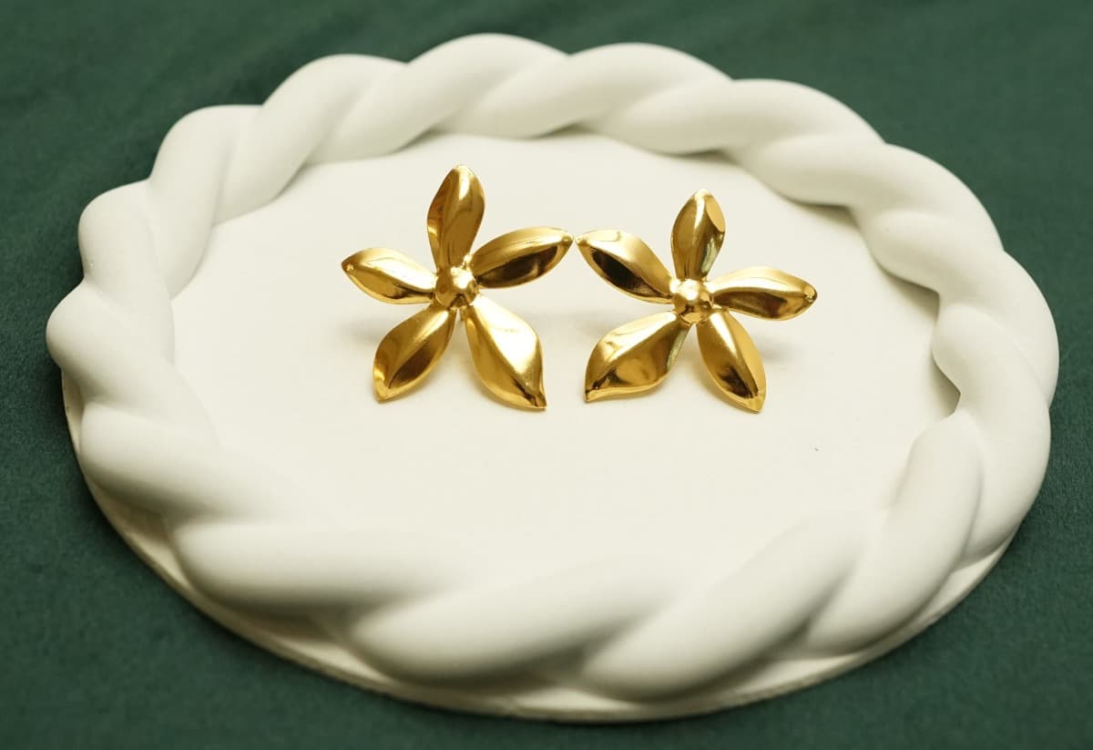 Golden Flora Petal Studs - view 2