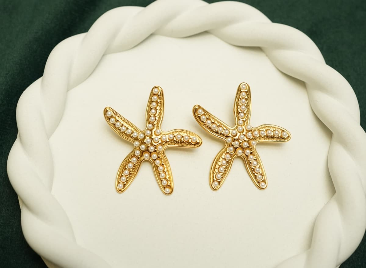 Celeste Pearl Starfish Earrings - view 1