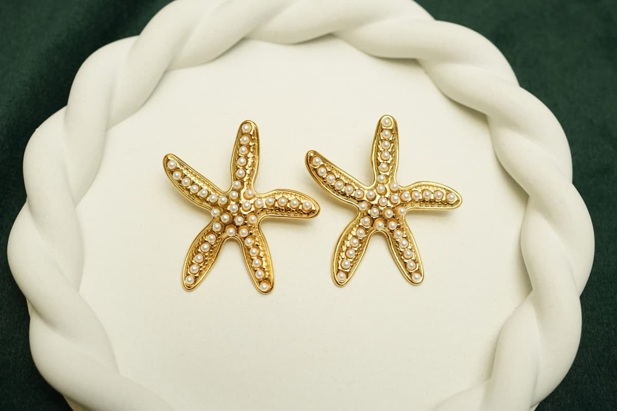 Celeste Pearl Starfish Earrings - view 2