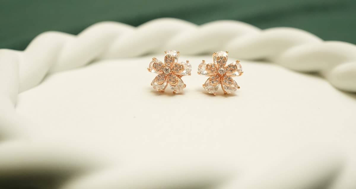 Rosé Bloom Crystal Earrings - view 1