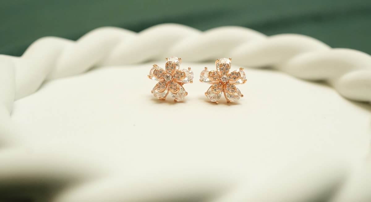 Rosé Bloom Crystal Earrings - view 2