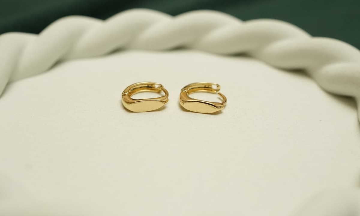 Sculpted Gold Huggie Hoops - view 1