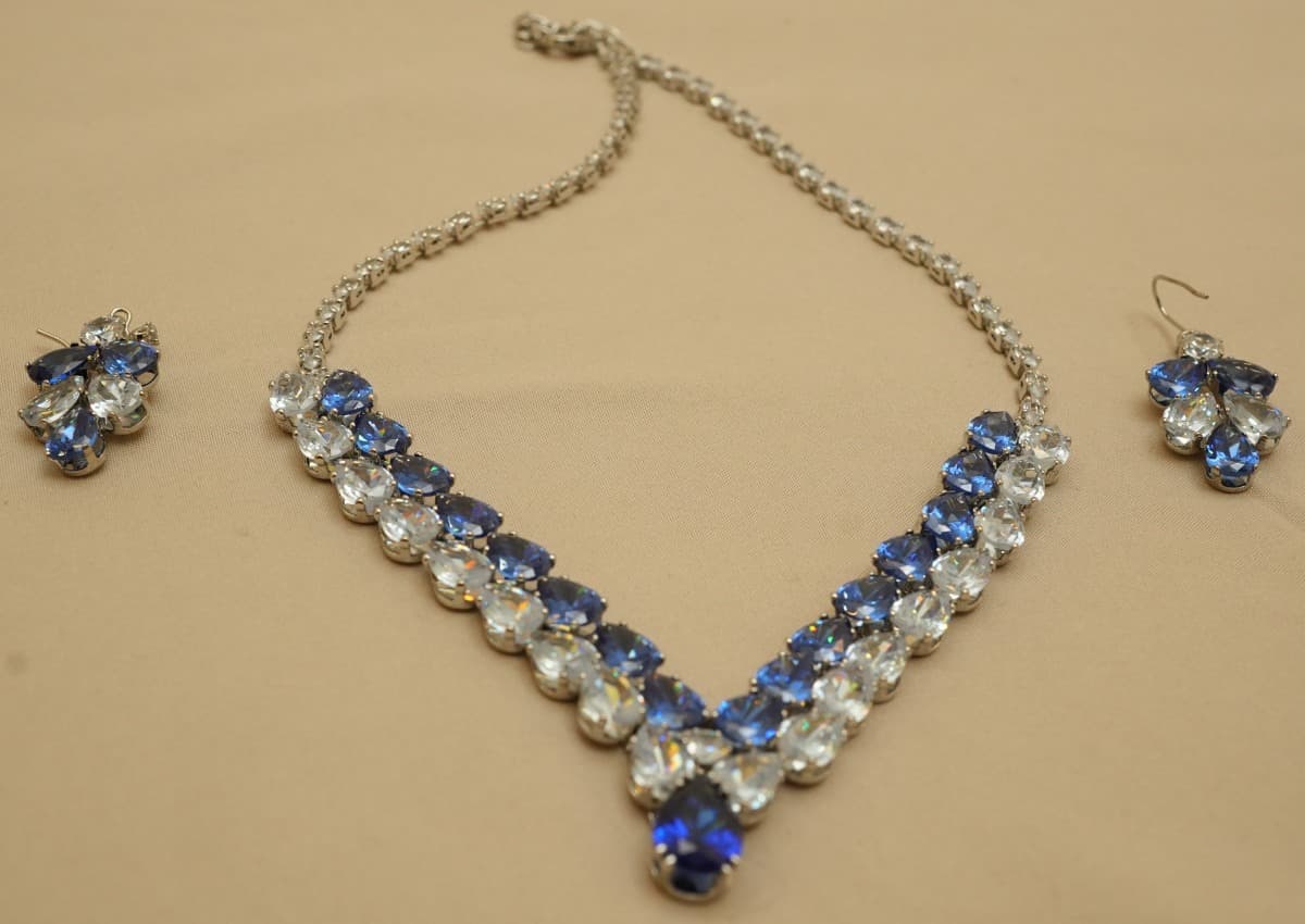 Sapphire Cascade Necklace Set - view 1