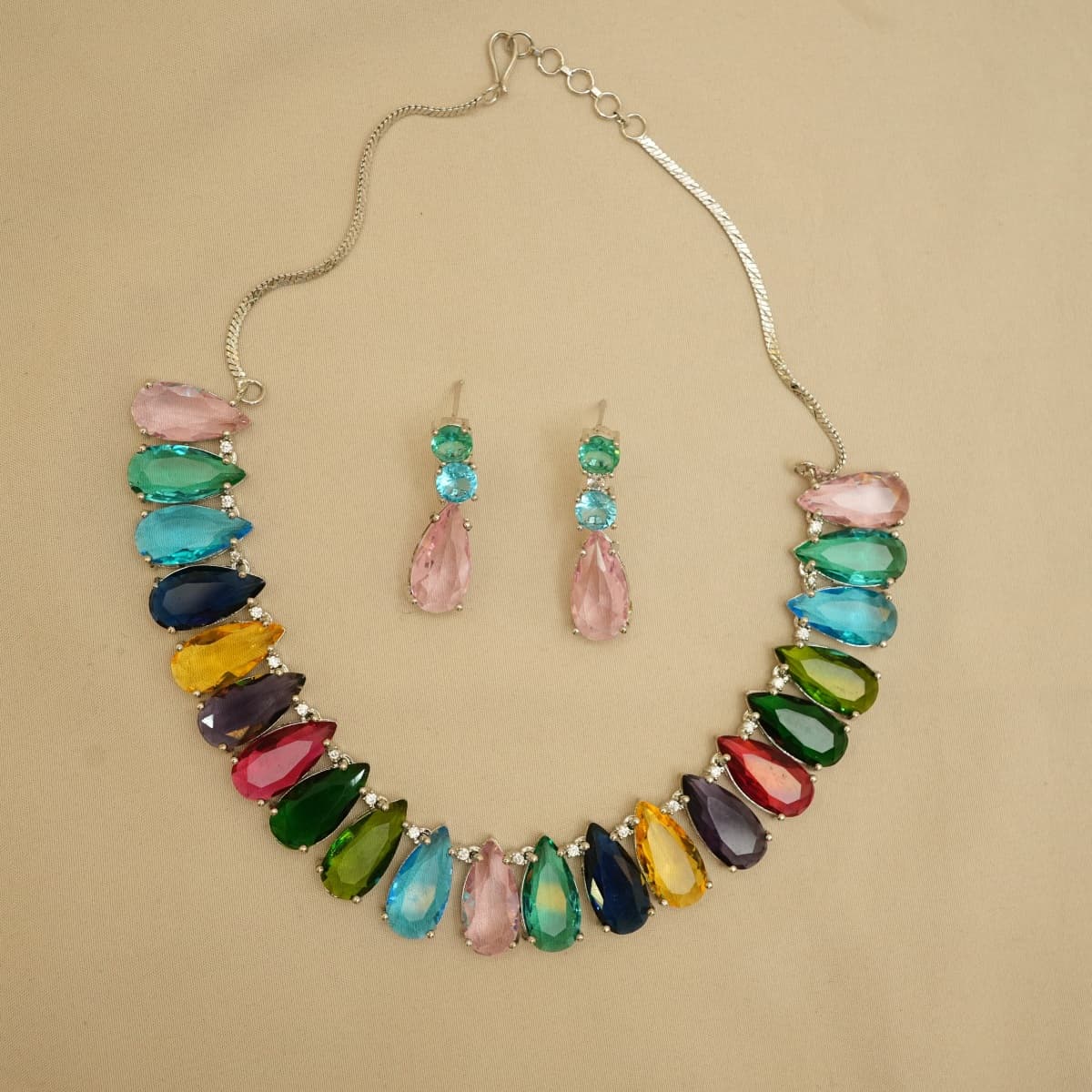 Prismara Rainbow Crystal Necklace & Earring Set - view 2