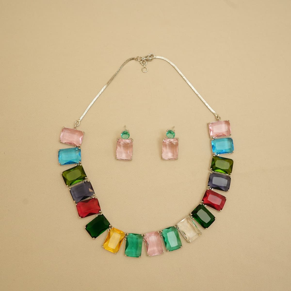 Prismara Rainbow Crystal Necklace & Earring Set - view 4