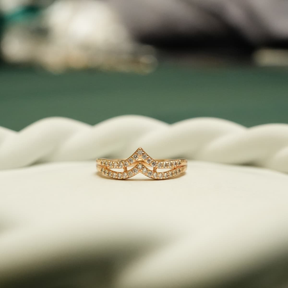 Seraphina V-Curve Crystal Ring - view 1