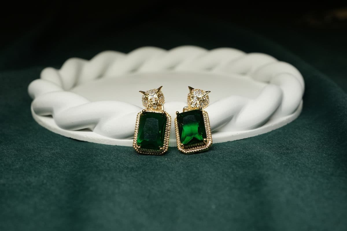 Royale Emerald Drop Earrings - view 1