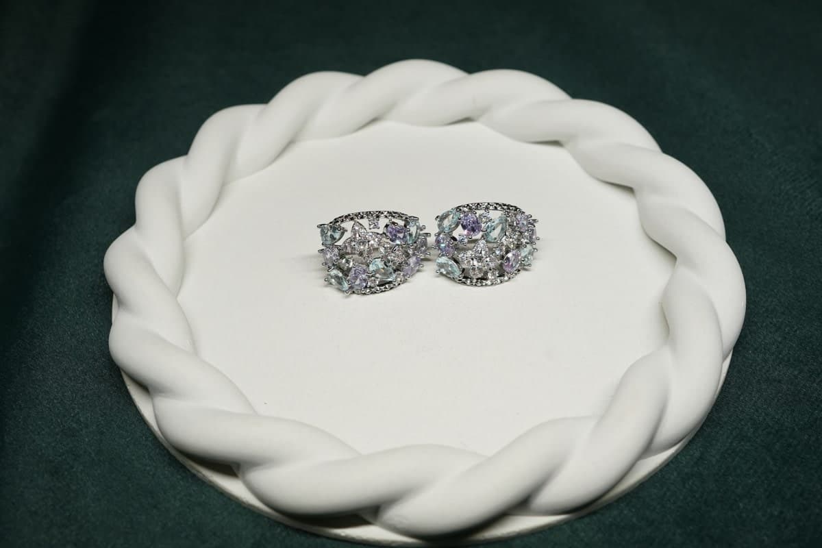 Aurelia Azure Bloom Studs (Blue and Lavender) - view 1