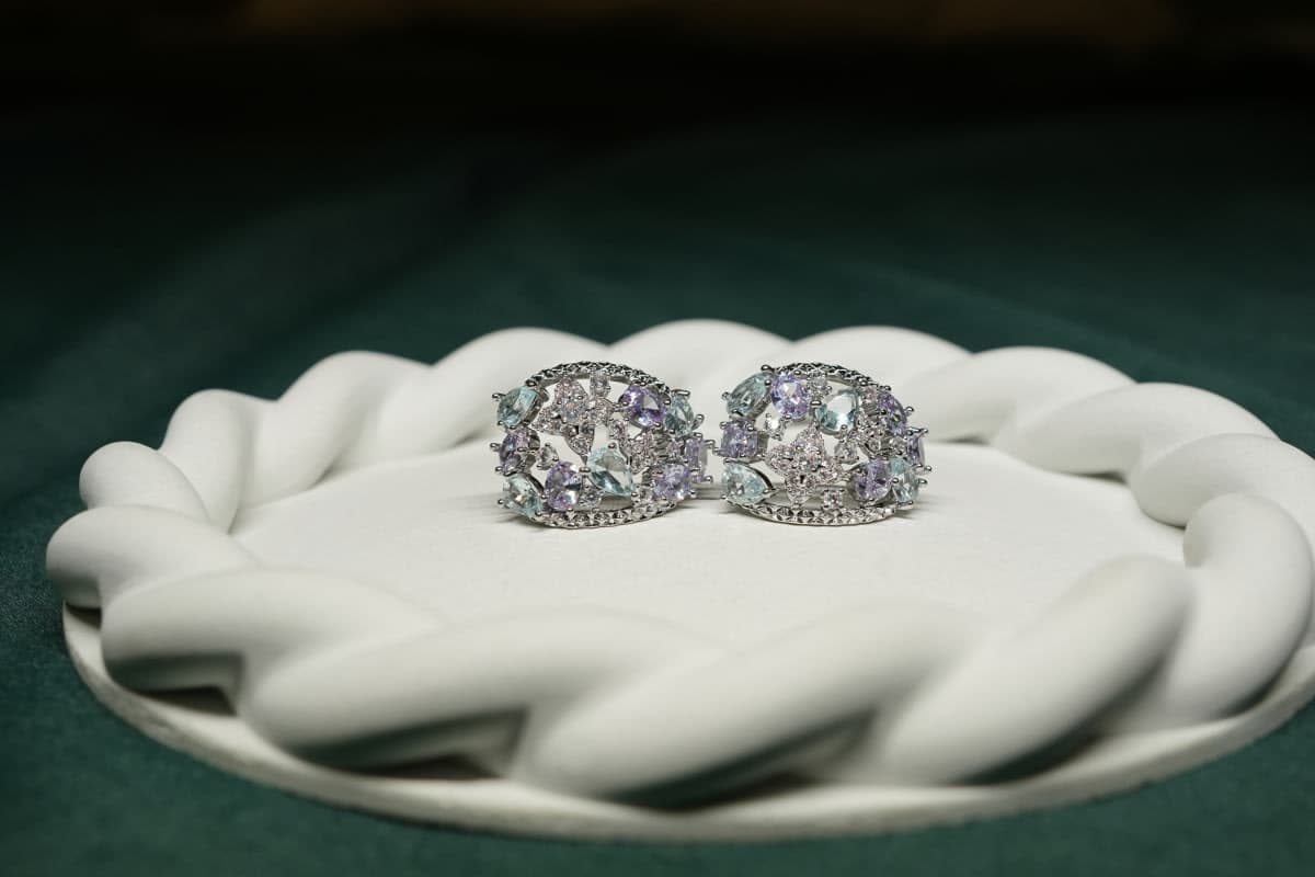Aurelia Azure Bloom Studs (Blue and Lavender) - view 2