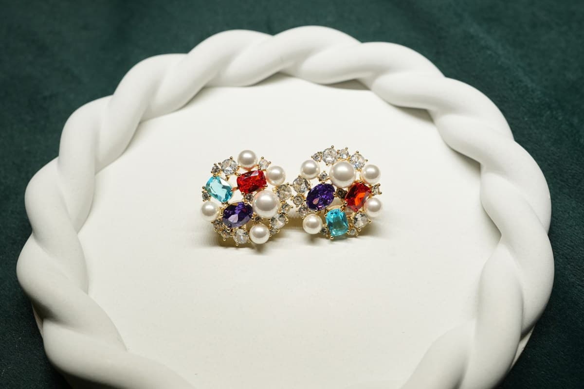 Élan Pearl & Gemstone Studs - view 3