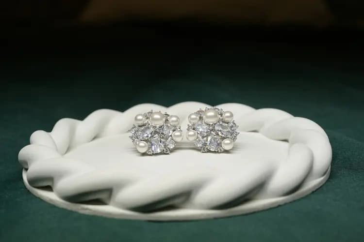 Élan Pearl Crystal & Gemstone Studs - view 1