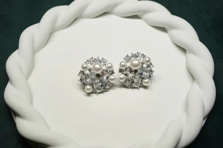Élan Pearl Crystal & Gemstone Studs - view 2