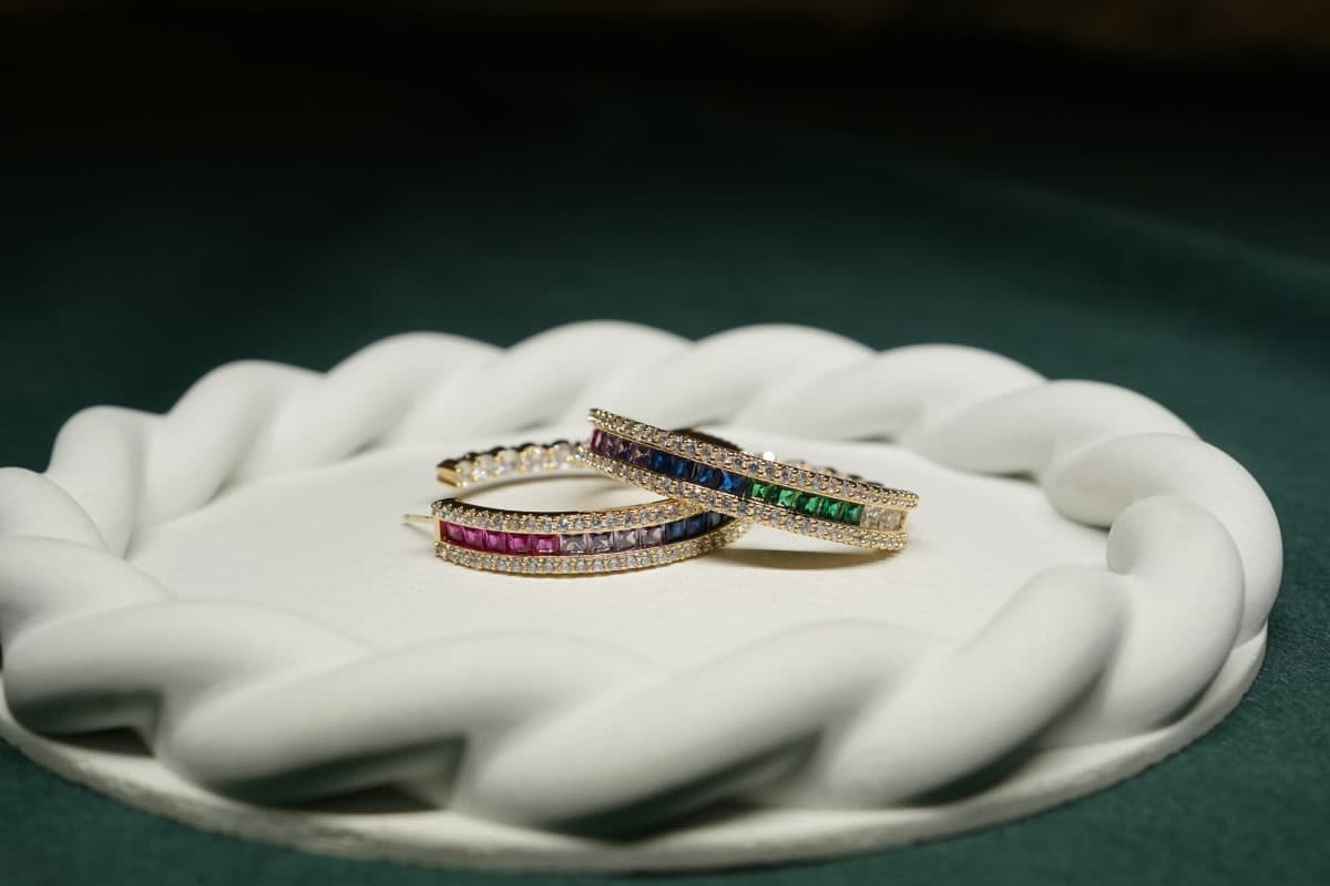 Multicolour Celestia Pavé Hoops (Copy) - view 2