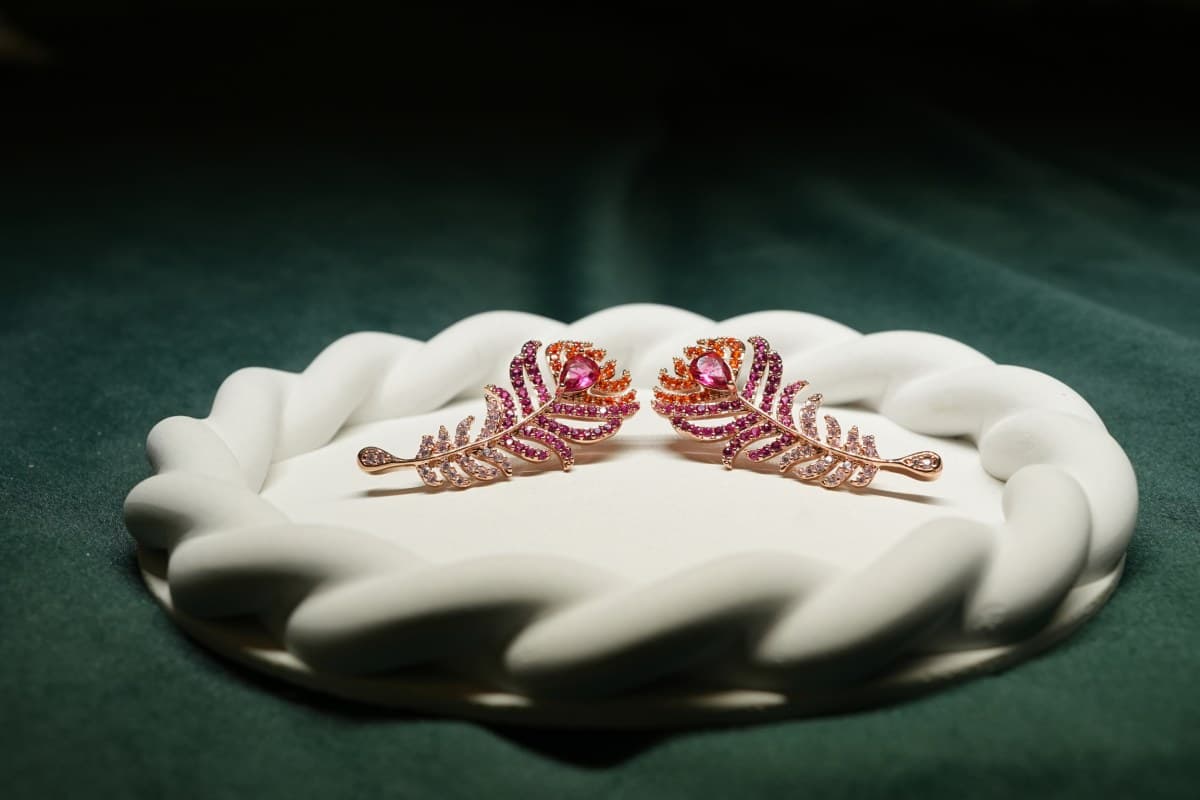 Peacock Feather Earrings - view 5
