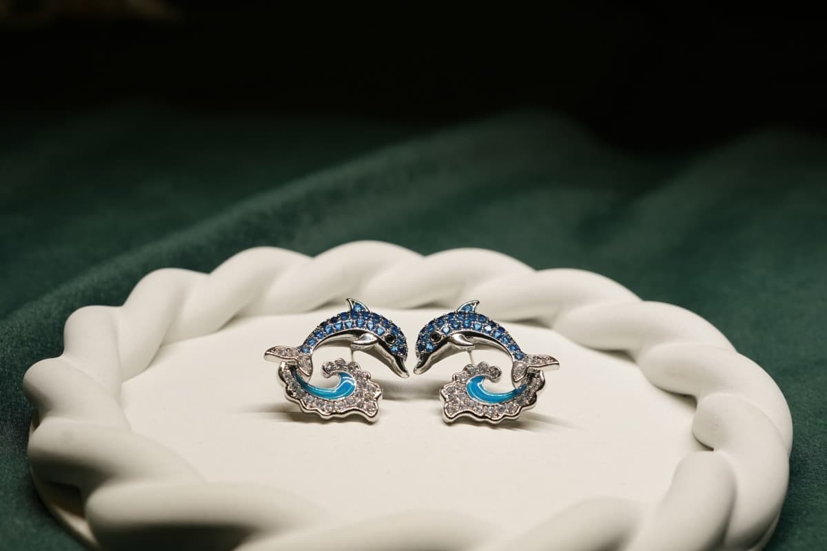 Ocean Kiss Dolphin Earrings - view 4