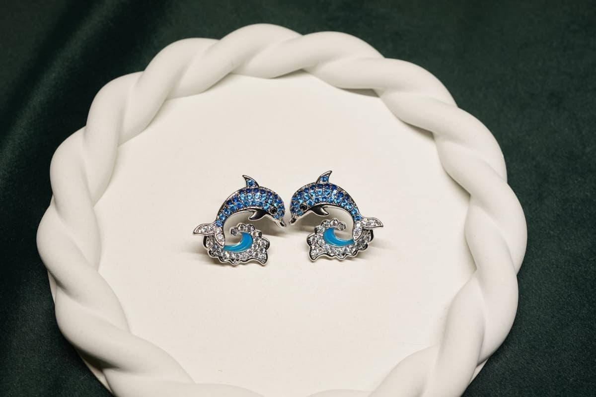 Ocean Kiss Dolphin Earrings - view 2
