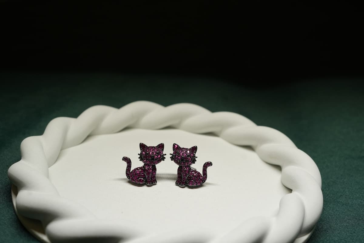 Amber Kitty Earrings - view 6