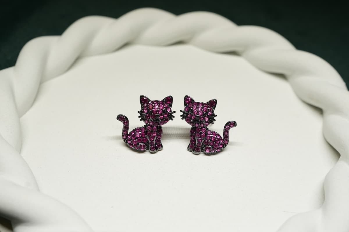 Amber Kitty Earrings - view 4