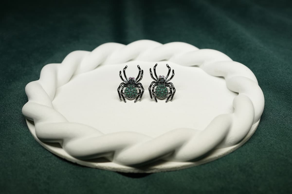 Golden Arachnid Crystal Earrings - view 3