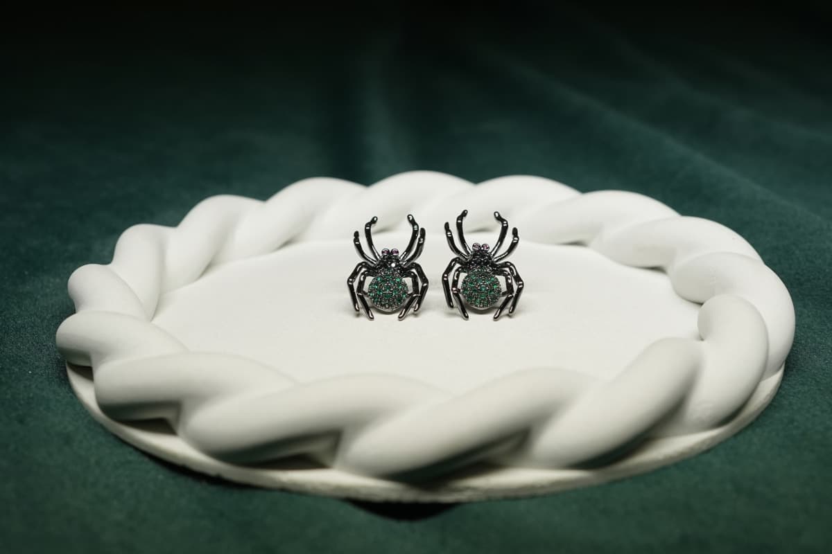 Golden Arachnid Crystal Earrings - view 4