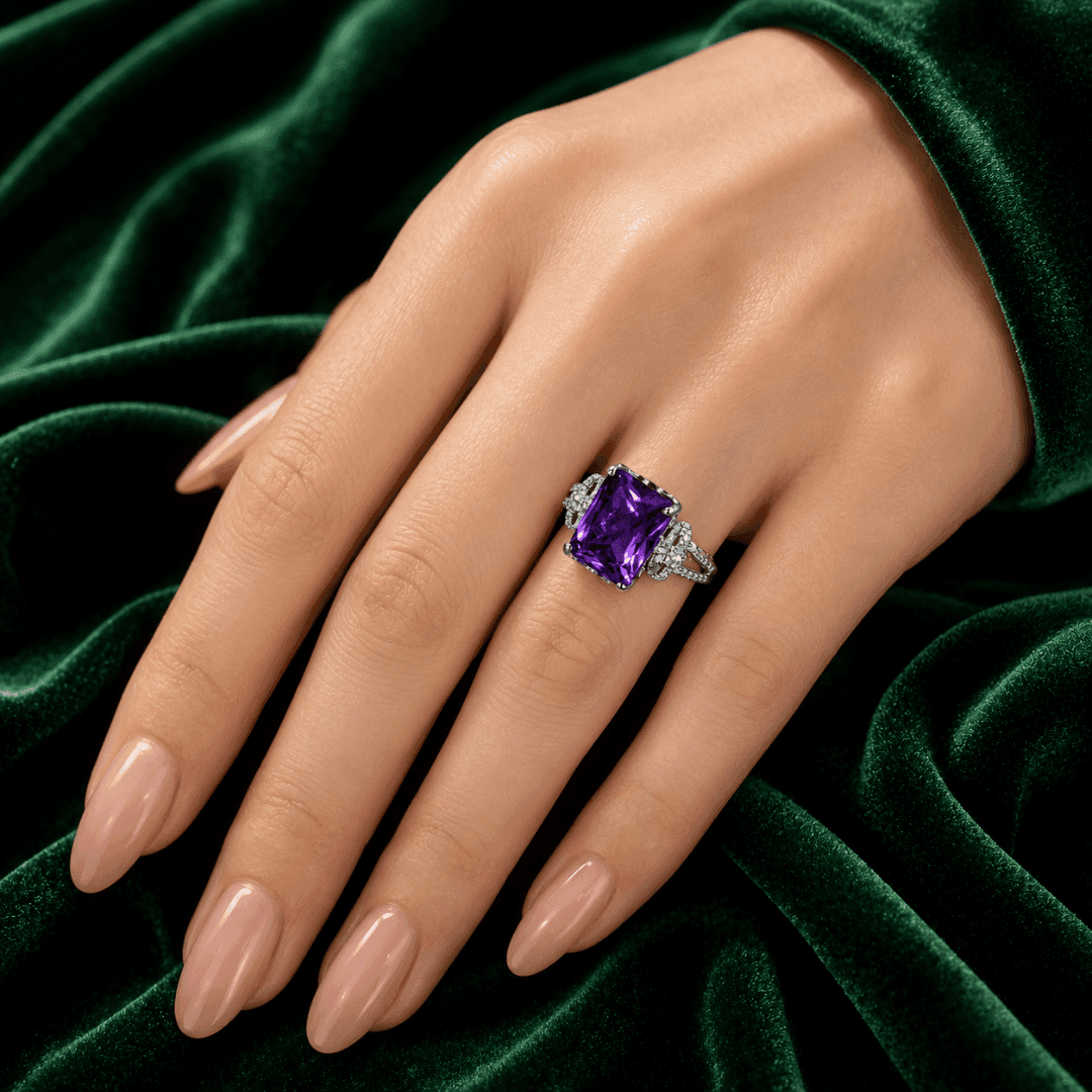 Majestic Aura Statement Purple Ring - view 2