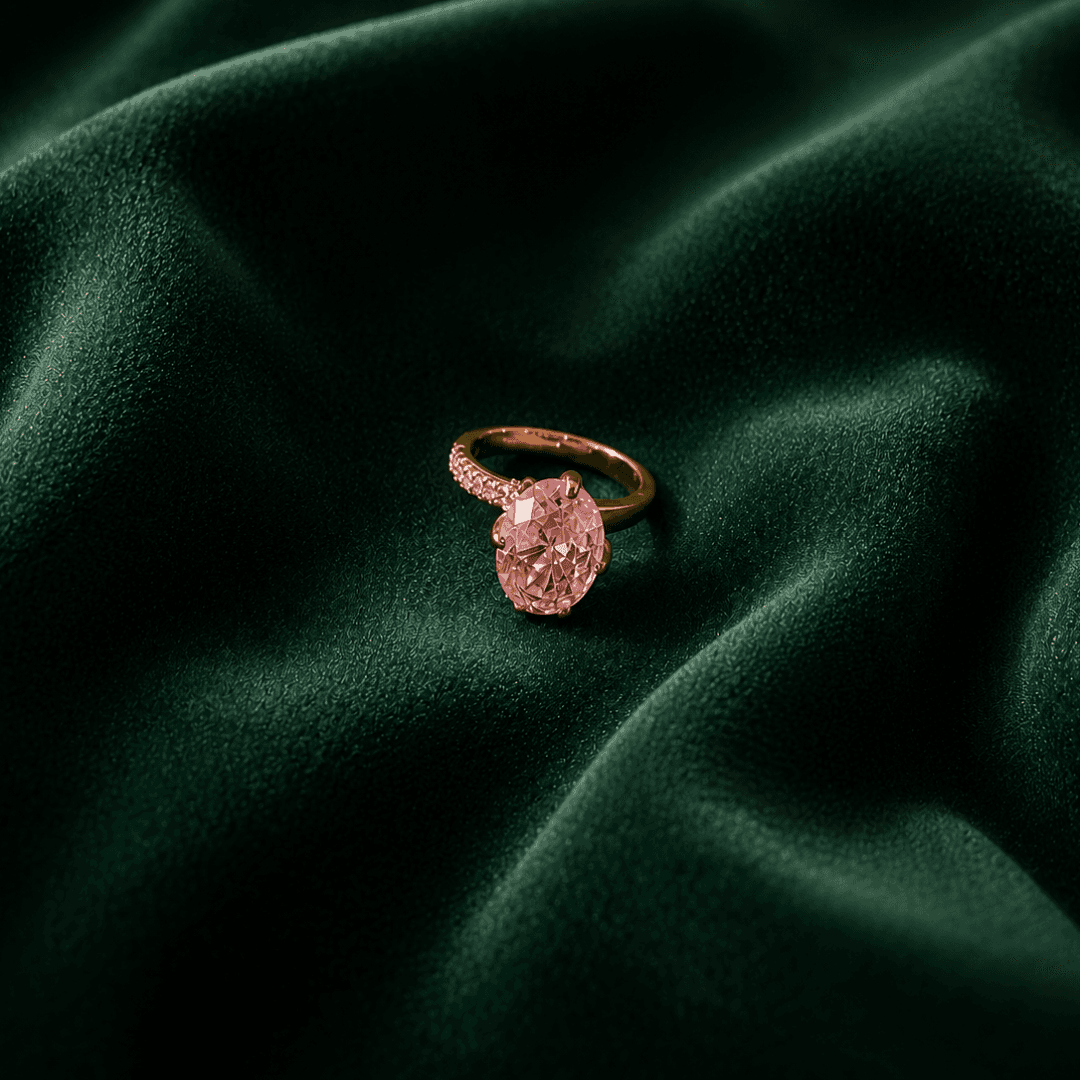 Oval Halo Elegance Pink Ring - view 1