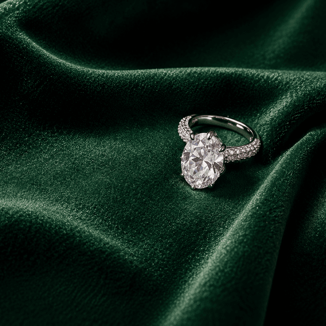Oval Halo Elegance Crystal Ring - view 1