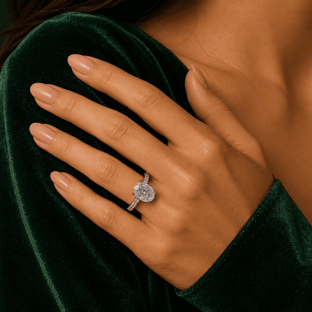 Oval Halo Elegance Crystal Ring - view 2