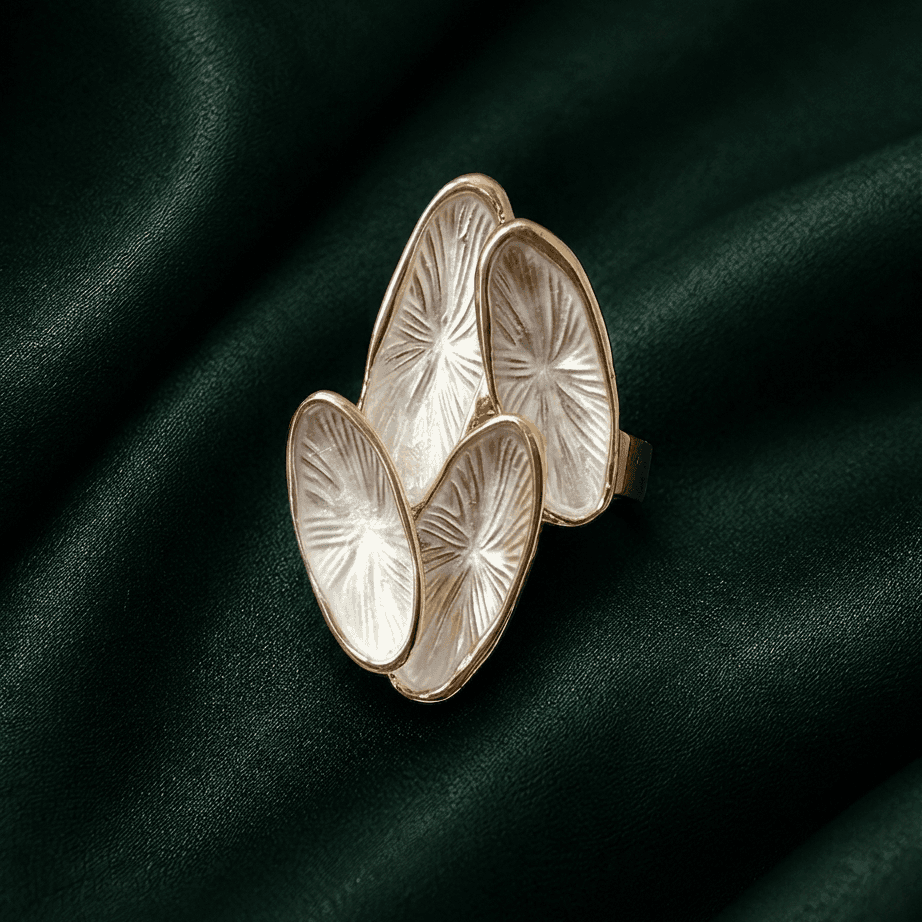 Monochrome Lotus Petal Cluster Ring - view 2