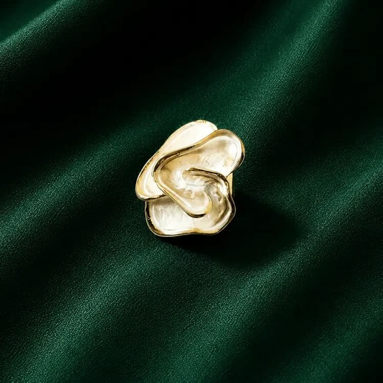 Rosebud Gold Plated Cocktail White Ring - view 1
