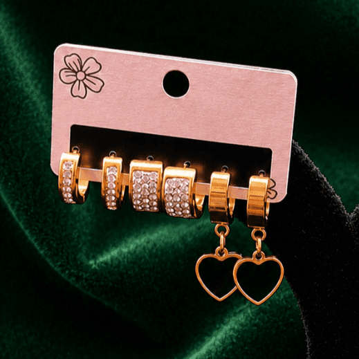 Black Luxe Love Gold Plated Hoop Set - view 1