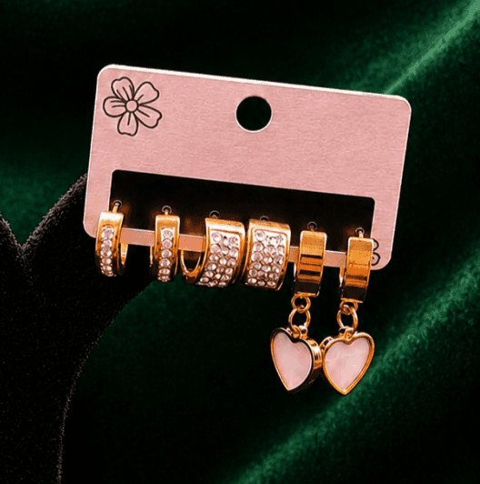 White Luxe Love Gold Plated Hoop Set - view 1