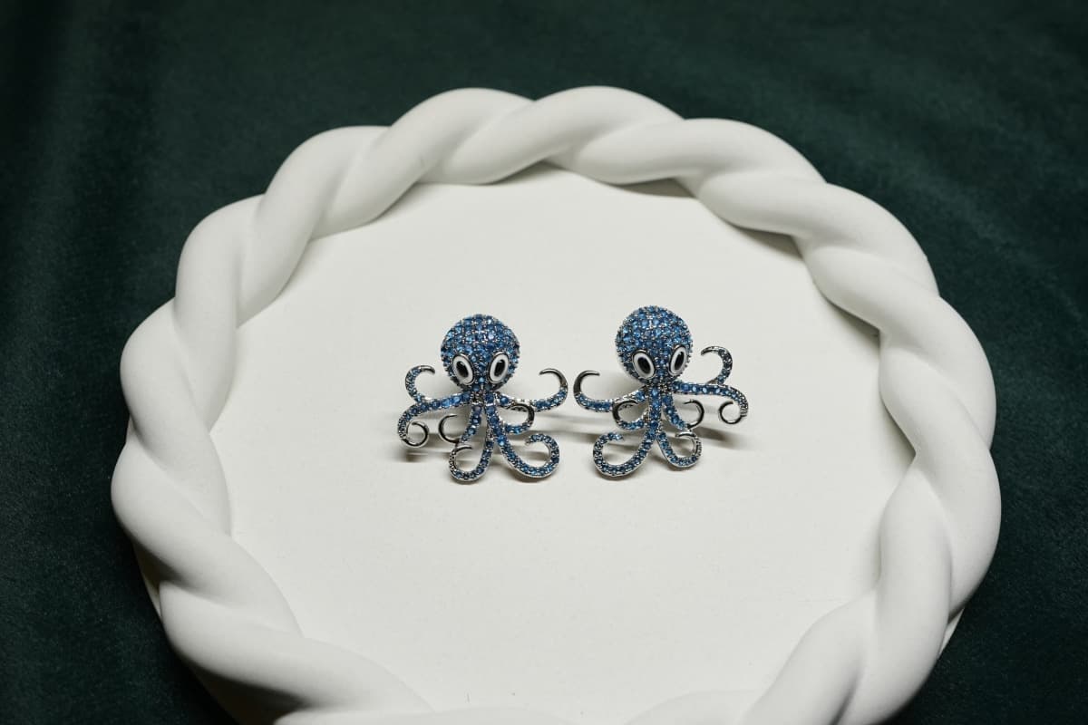 Sapphire Octopus Sparkle Earrings - view 2