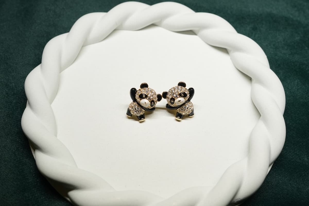 Panda Crystal Charm Earrings - view 4