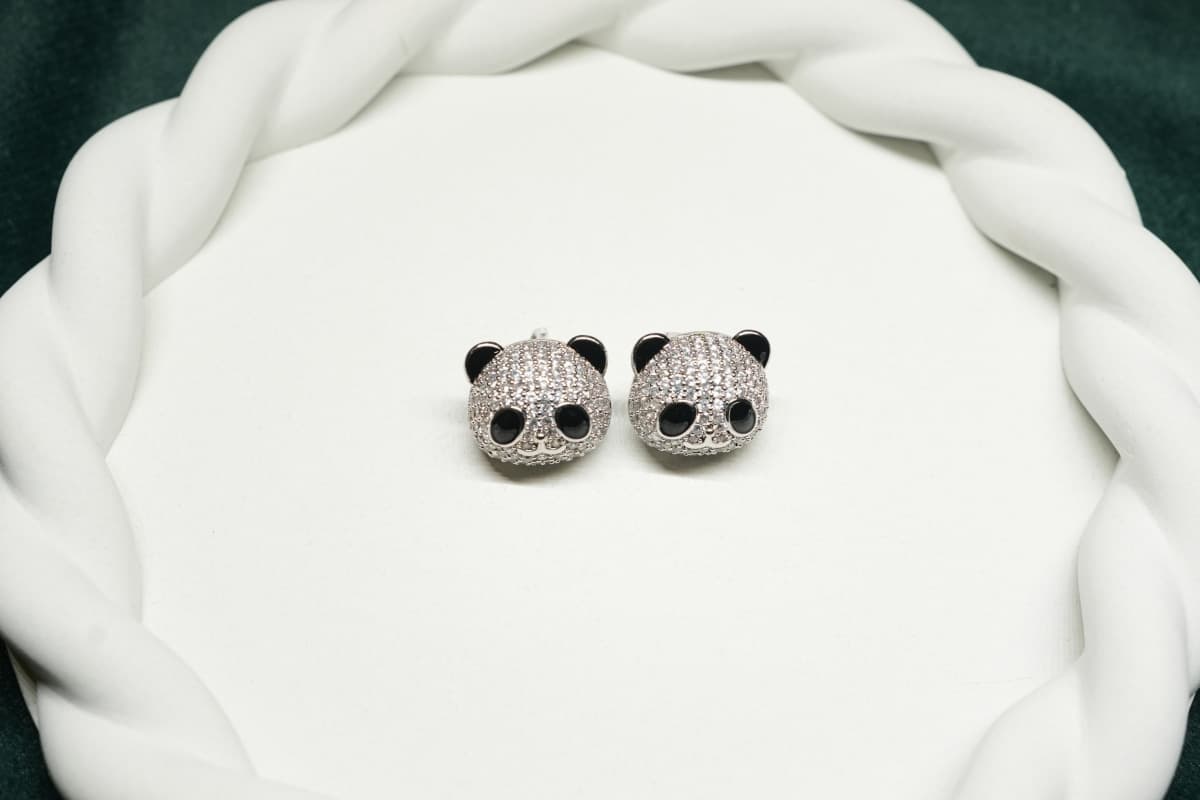 Panda Crystal Stud Earrings - view 4