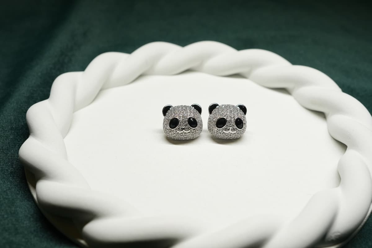 Panda Crystal Stud Earrings - view 3
