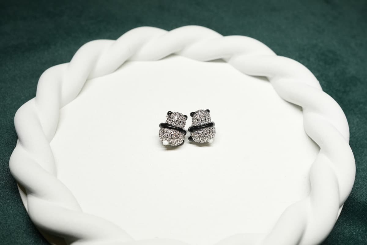 Midnight Panda Sparkle Earrings - view 2