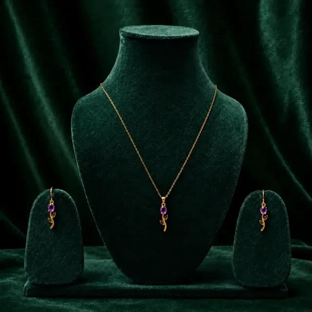 Lavender Floret Necklace & Earring Set - view 1