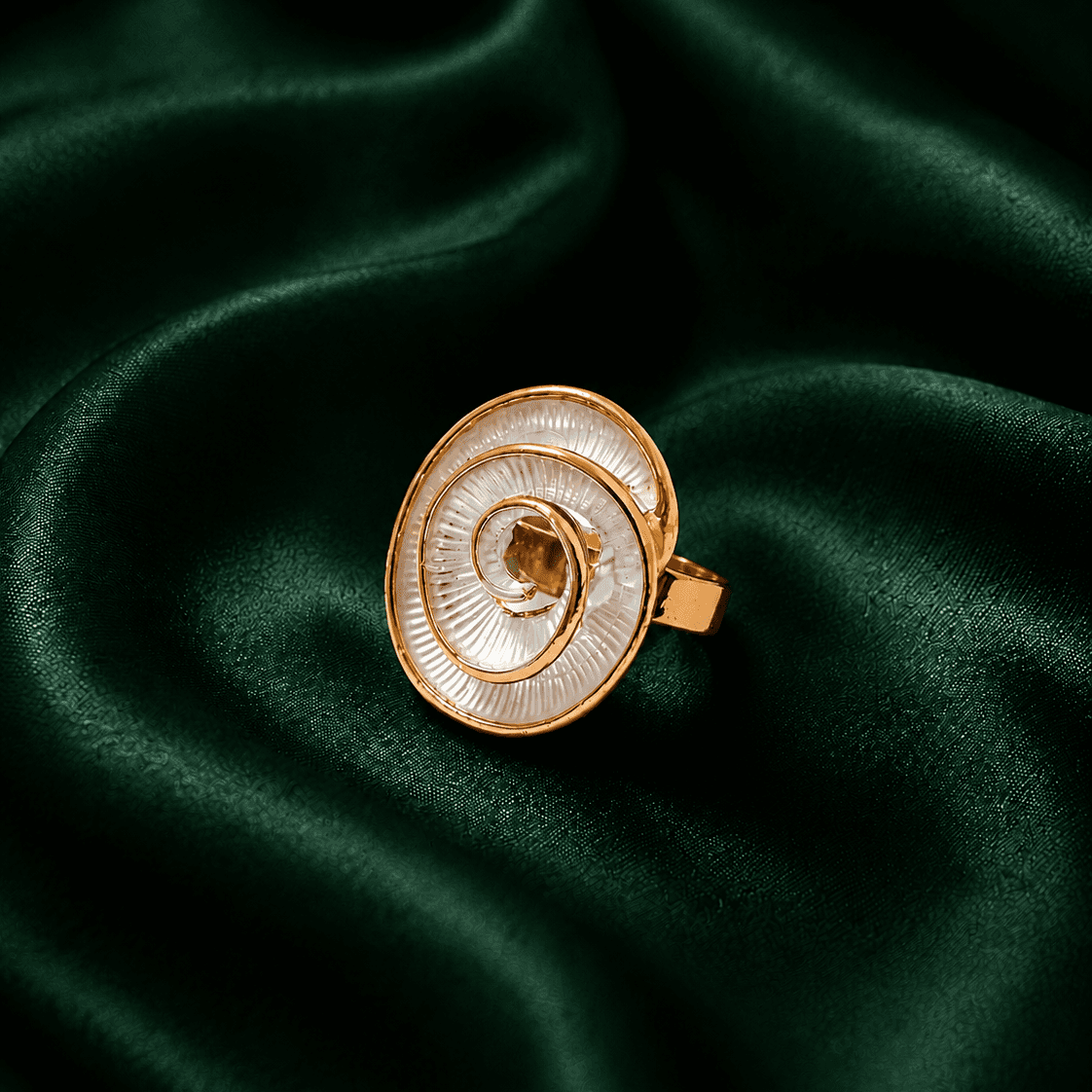 Monochrome Rose Swirl Gold Plated Ring (Copy) - view 1