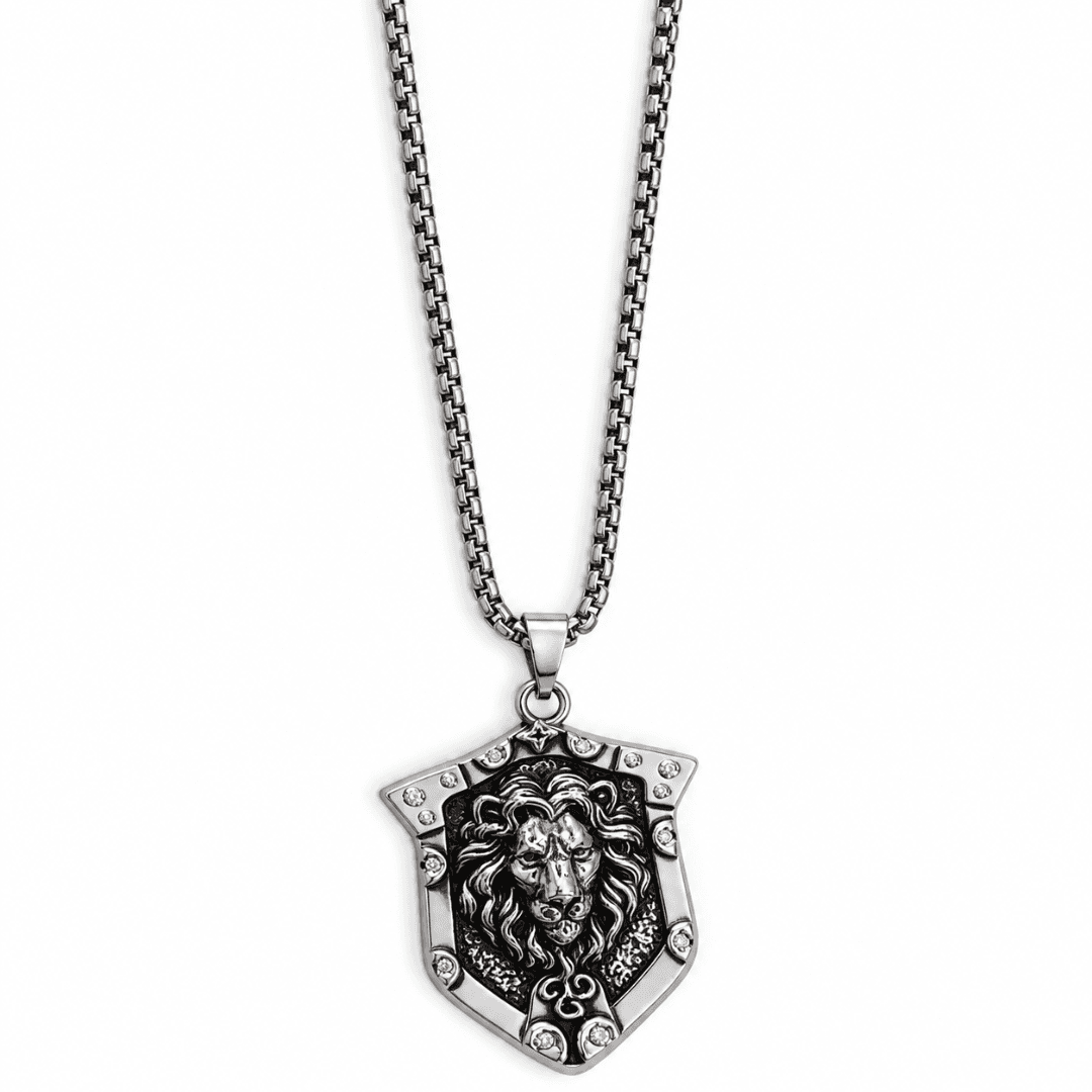 Valor Lion Shield Box Chain Pendant - view 1