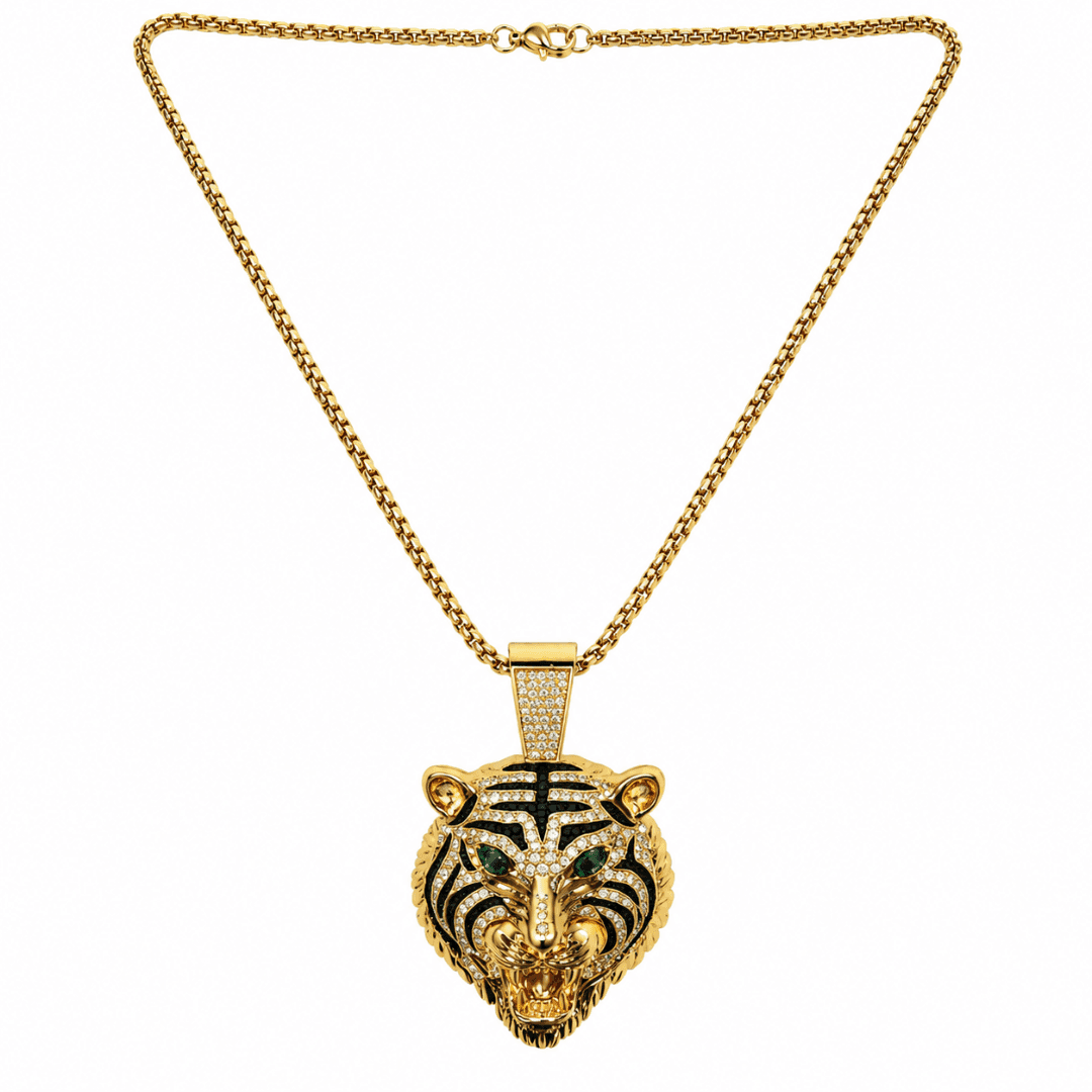 Majestic Tiger Head Box Chain Pendant - view 1