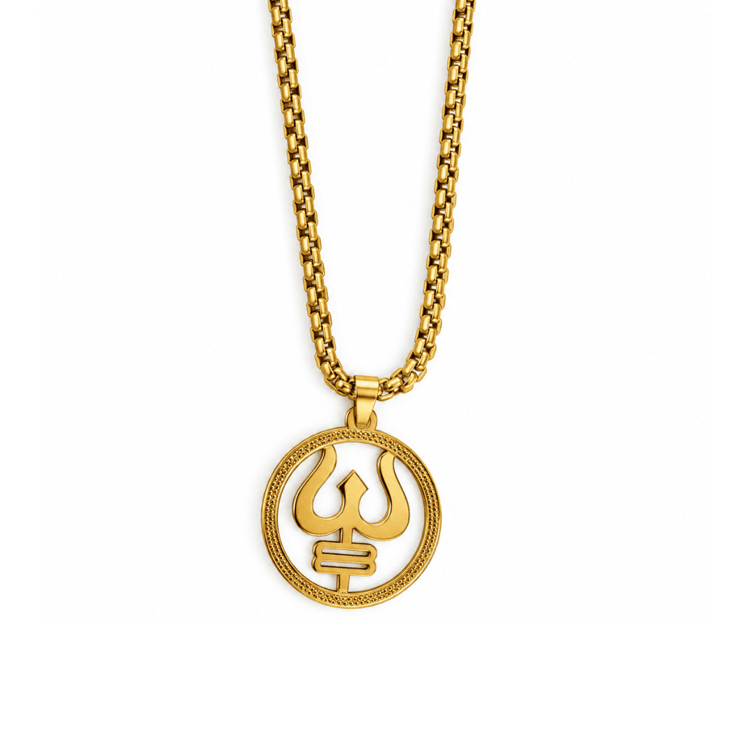 Divine Trishul Medallion Box Chain Pendant - view 1