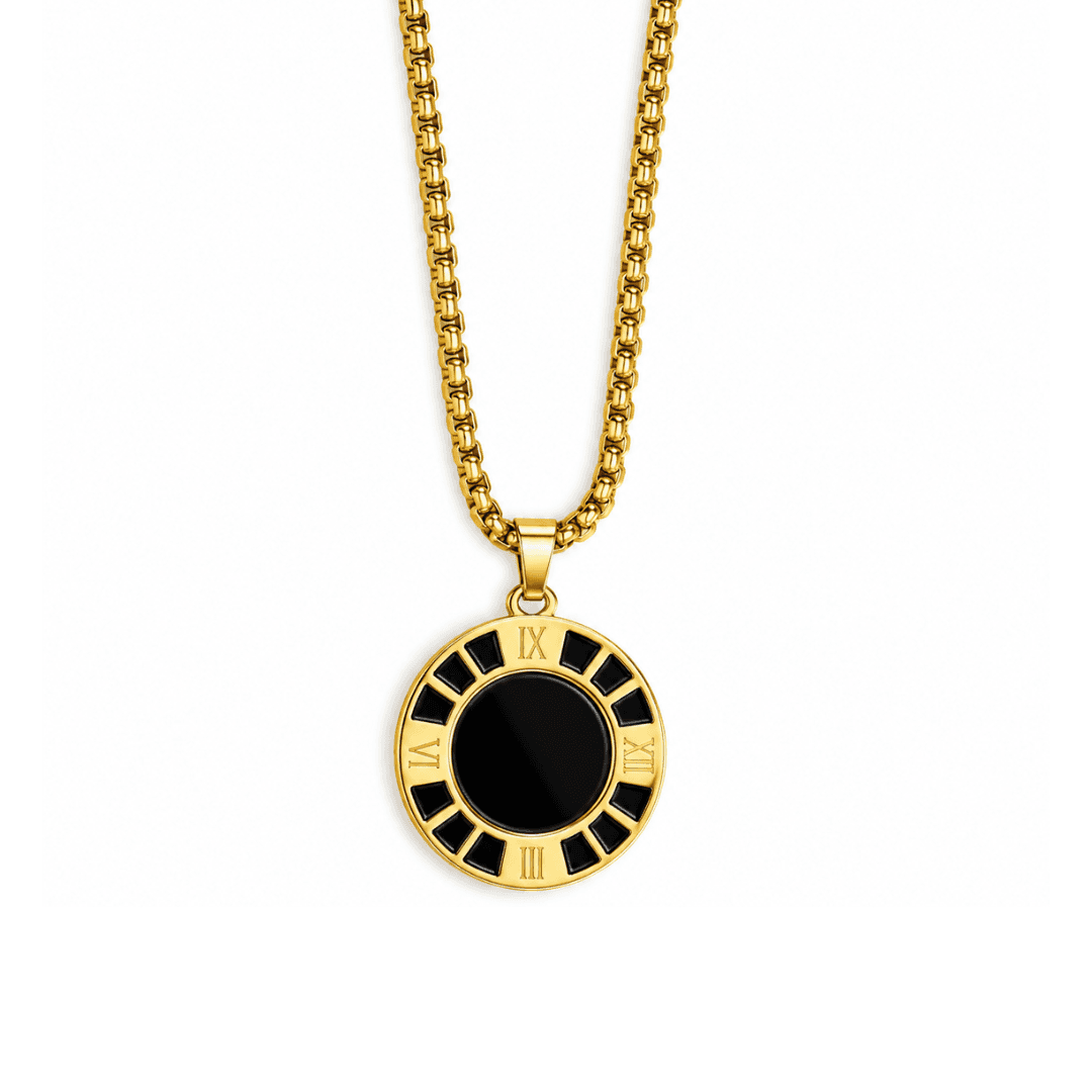 Sovereign Roman Numeral Onyx Box Chain Pendant - view 1
