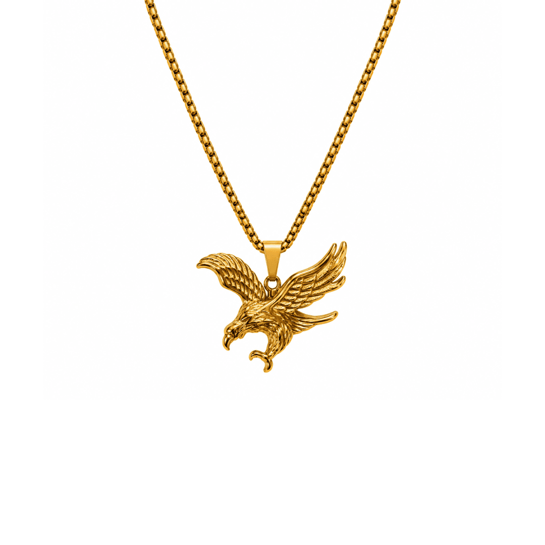 Sovereign Gold Eagle Box Chain Pendant - view 1