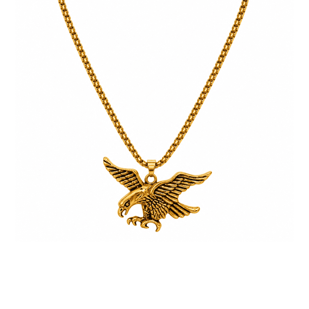 Gold Sovereign Eagle Box Chain Pendant - view 1